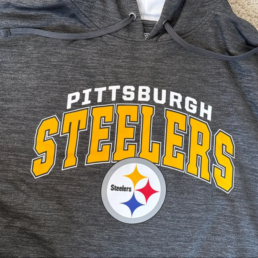 Pittsburgh Steelers Heather Charcoal Grey Pullover Hoodie Men’s 3XLB‎